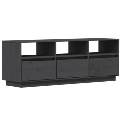 vidaXL TV-Schrank Grau 140x37x50 cm Massivholz Kiefer