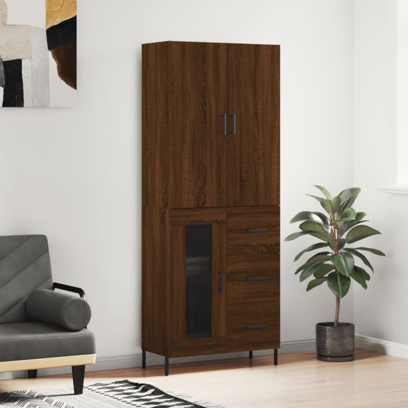 Highboard Braun Eichen-Optik 69,5x34x180 cm Holzwerkstoff Highboard Braun Eichen-Optik 69,5x34x180 cm Holzwerkstoff