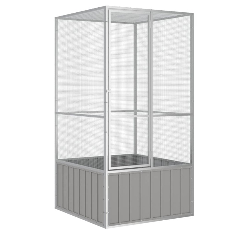 vidaXL Vogelkäfig Grau 111x107x211,5 cm Verzinkter Stahl vidaXL Vogelkäfig Grau 111x107x211,5 cm Verzinkter Stahl