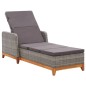 Sonnenliege Poly Rattan und Massivholz Akazie Grau Sonnenliege Poly Rattan und Massivholz Akazie Grau