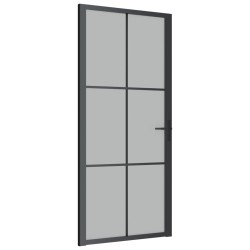 vidaXL Innentür 93x201,5 cm Schwarz Mattglas und Aluminium