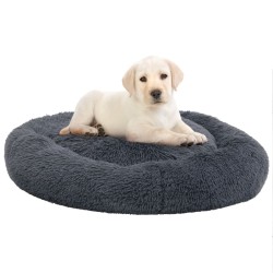 vidaXL Hunde- und Katzenkissen Waschbar Dunkelgrau 70x70x15cm Plüsch  
