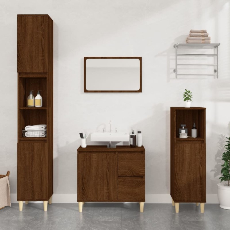 vidaXL Badschrank Braun Eichen-Optik 30x30x100 cm Holzwerkstoff vidaXL Badschrank Braun Eichen-Optik 30x30x100 cm Holzwerkstoff