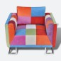 vidaXL Würfel-Sessel mit verchromten Füßen Patchwork-Design Stoff vidaXL Würfel-Sessel mit verchromten Füßen Patchwork-Design Stoff