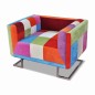 vidaXL Würfel-Sessel mit verchromten Füßen Patchwork-Design Stoff vidaXL Würfel-Sessel mit verchromten Füßen Patchwork-Design Stoff