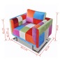 vidaXL Würfel-Sessel mit verchromten Füßen Patchwork-Design Stoff vidaXL Würfel-Sessel mit verchromten Füßen Patchwork-Design Stoff
