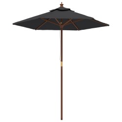 vidaXL Sonnenschirm mit Holzmast Schwarz 196x231 cm