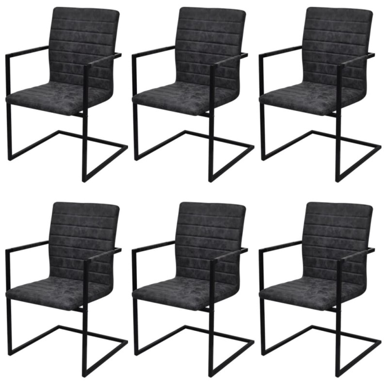 Freischwinger 6 Stk. Schwarz Kunstleder Freischwinger 6 Stk. Schwarz Kunstleder