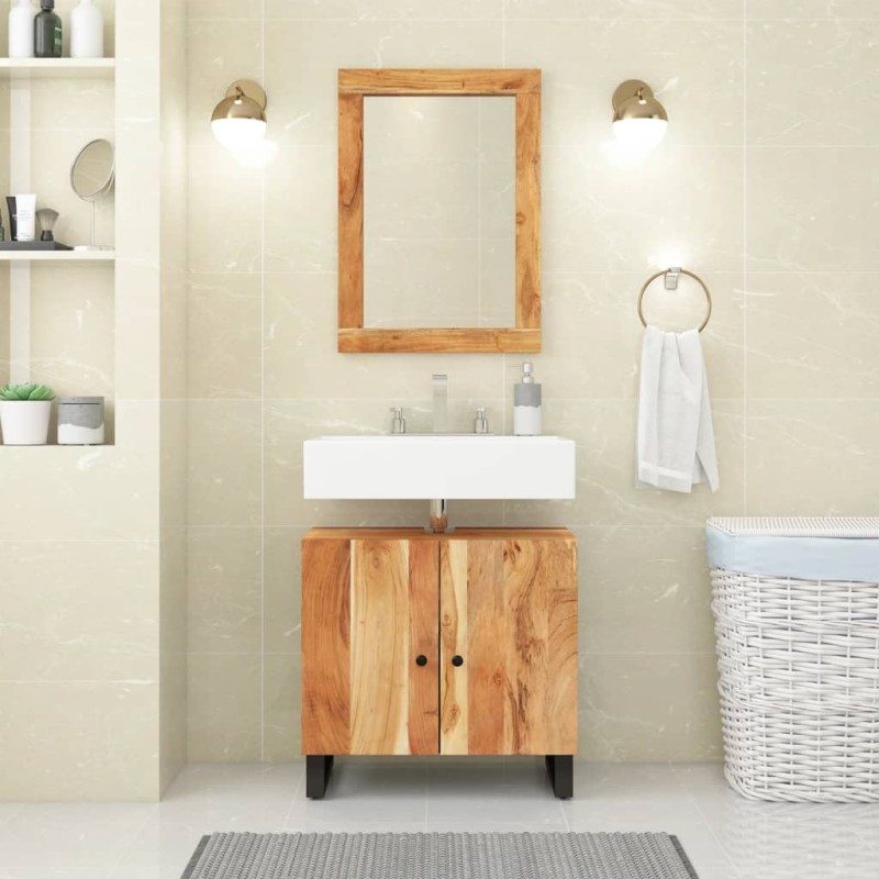 vidaXL Waschbeckenunterschrank Massivholz Akazie und Holzwerkstoff vidaXL Waschbeckenunterschrank Massivholz Akazie und Holzwerkstoff