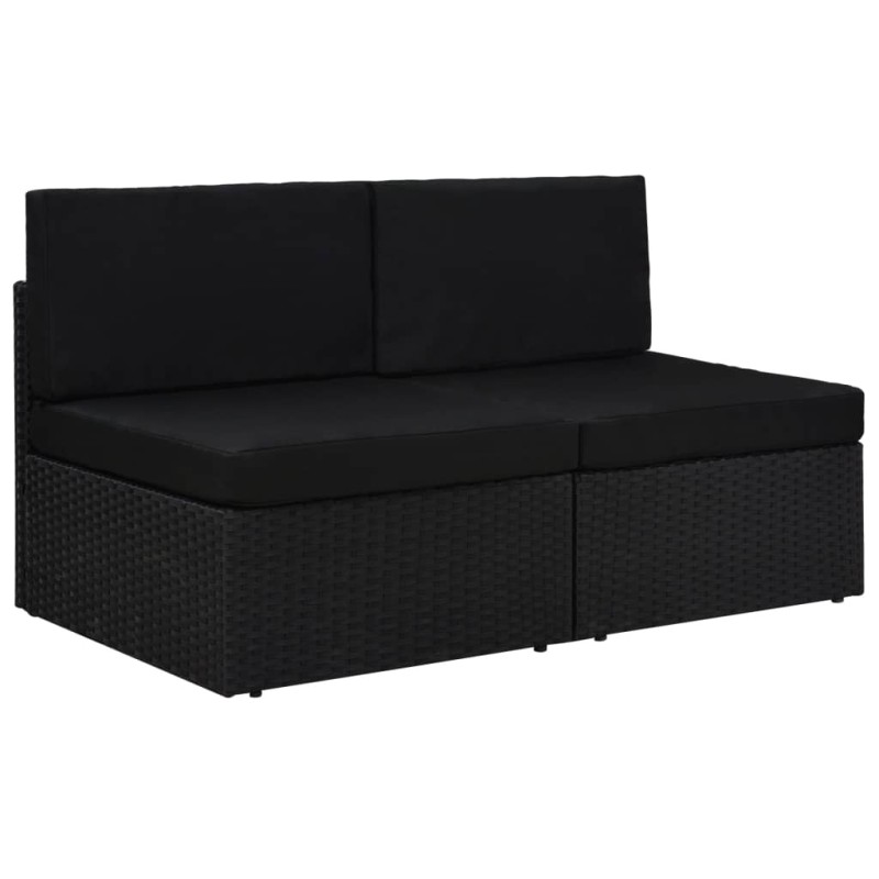 Modulares 2-Sitzer-Sofa Poly Rattan Schwarz Modulares 2-Sitzer-Sofa Poly Rattan Schwarz