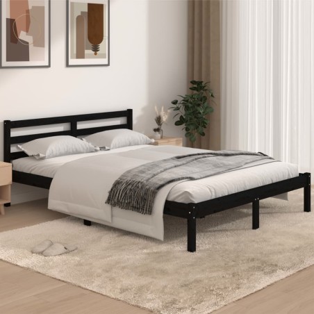 vidaXL Massivholzbett Kiefer 140x190 cm Schwarz