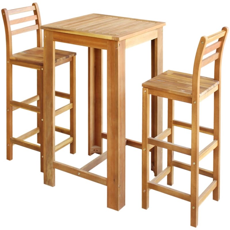 vidaXL Bartisch und Stuhl-Set 3-tlg. Akazienholz Massiv vidaXL Bartisch und Stuhl-Set 3-tlg. Akazienholz Massiv