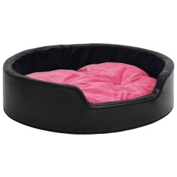 vidaXL Hundebett Schwarz-Pink 99x89x21 cm Plüsch und Kunstleder