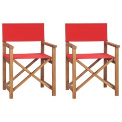 vidaXL Regiestühle 2 Stk. Klappbar Rot Massivholz Teak