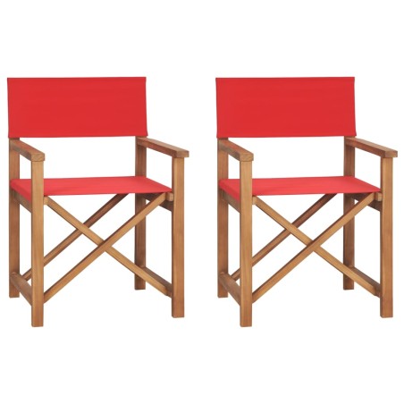 vidaXL Regiestühle 2 Stk. Klappbar Rot Massivholz Teak