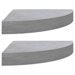 vidaXL Eck-Wandregal 2 Stk. Betongrau 25x25x3,8 cm MDF
