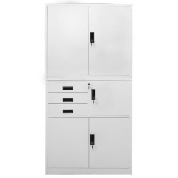 vidaXL Büroschrank Hellgrau 90x40x180 cm Stahl 