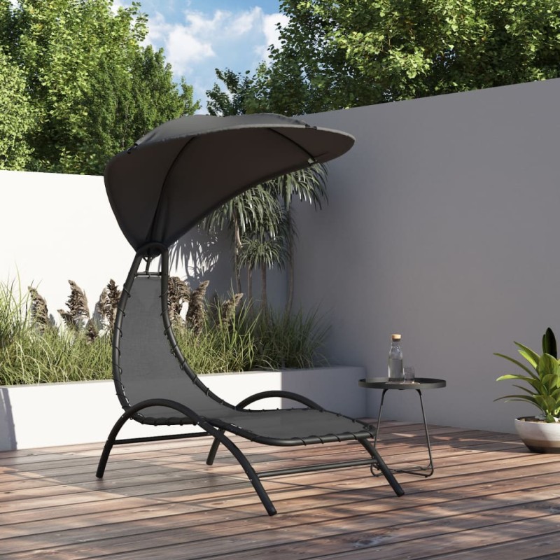vidaXL Sonnenliege mit Dach Dunkelgrau 167x80x195 cm Stoff & Stahl vidaXL Sonnenliege mit Dach Dunkelgrau 167x80x195 cm Stoff & Stahl