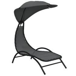 vidaXL Sonnenliege mit Dach Dunkelgrau 167x80x195 cm Stoff & Stahl