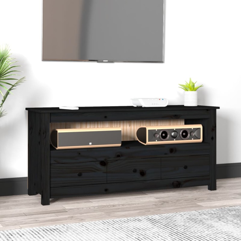 vidaXL TV-Schrank Schwarz 114x35x52 cm Massivholz Kiefer vidaXL TV-Schrank Schwarz 114x35x52 cm Massivholz Kiefer