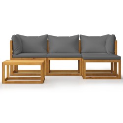 5-tlg. Garten-Lounge-Set mit Auflagen Massivholz Akazie