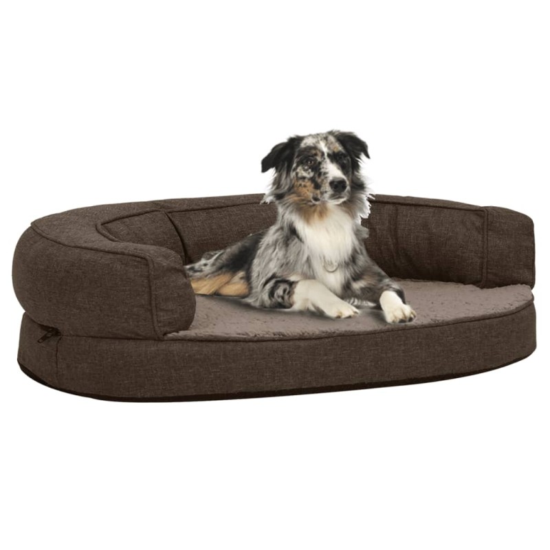 vidaXL Hundematratze Ergonomisch 75x53 cm Leinenoptik Fleece Braun vidaXL Hundematratze Ergonomisch 75x53 cm Leinenoptik Fleece Braun