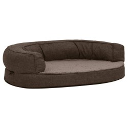 vidaXL Hundematratze Ergonomisch 75x53 cm Leinenoptik Fleece Braun