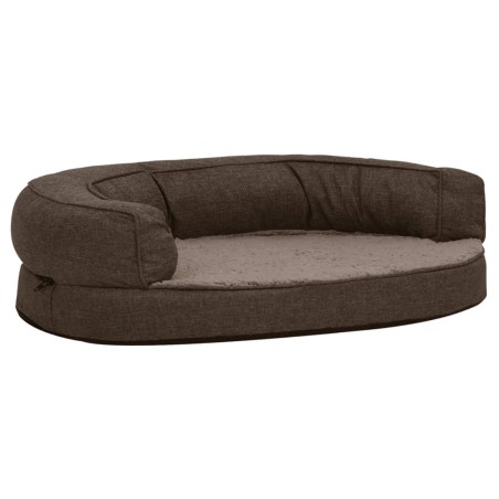 vidaXL Hundematratze Ergonomisch 75x53 cm Leinenoptik Fleece Braun