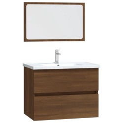 vidaXL 2-tlg. Badmöbel-Set Braun Eichen-Optik Holzwerkstoff