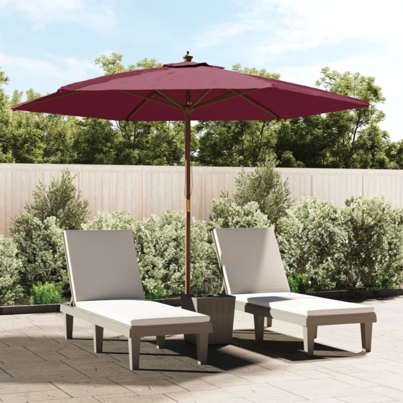 vidaXL Sonnenschirm mit Holzmast Bordeauxrot 299x240 cm vidaXL Sonnenschirm mit Holzmast Bordeauxrot 299x240 cm