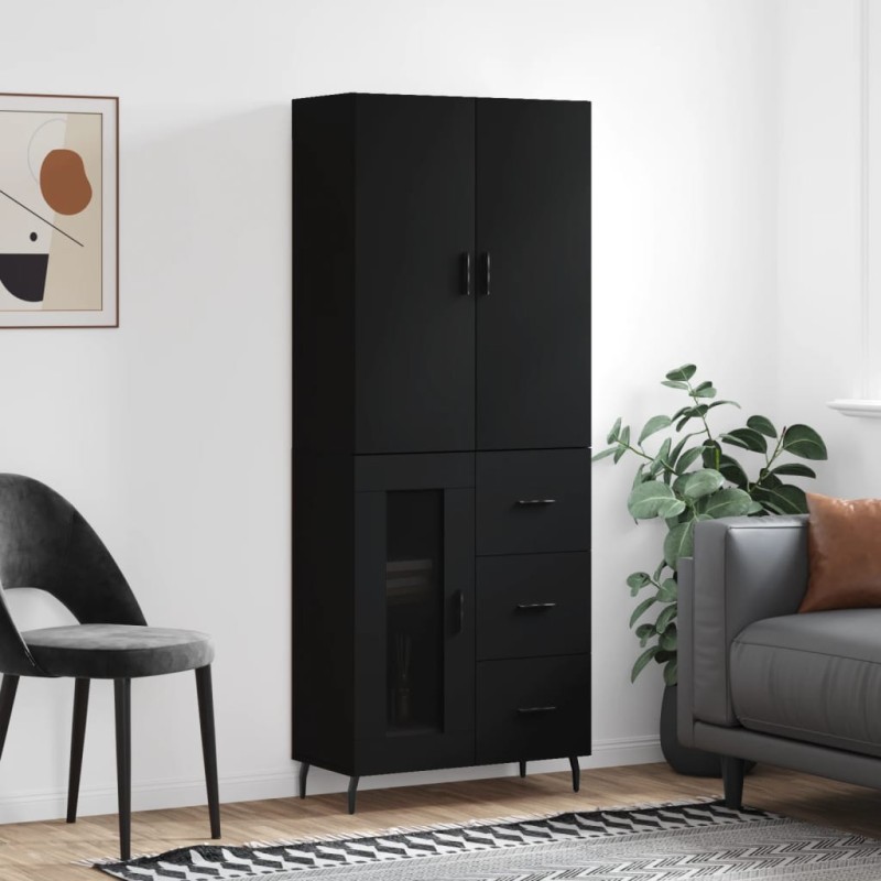 Highboard Schwarz 69,5x34x180 cm Holzwerkstoff Highboard Schwarz 69,5x34x180 cm Holzwerkstoff