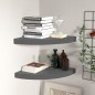 vidaXL Eck-Schweberegale 2 Stk. Hochglanz-Grau 35x35x3,8 cm MDF vidaXL Eck-Schweberegale 2 Stk. Hochglanz-Grau 35x35x3,8 cm MDF