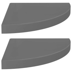 vidaXL Eck-Schweberegale 2 Stk. Hochglanz-Grau 35x35x3,8 cm MDF
