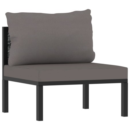 vidaXL Sofa-Mittelelement mit Kissen Poly Rattan Anthrazit 