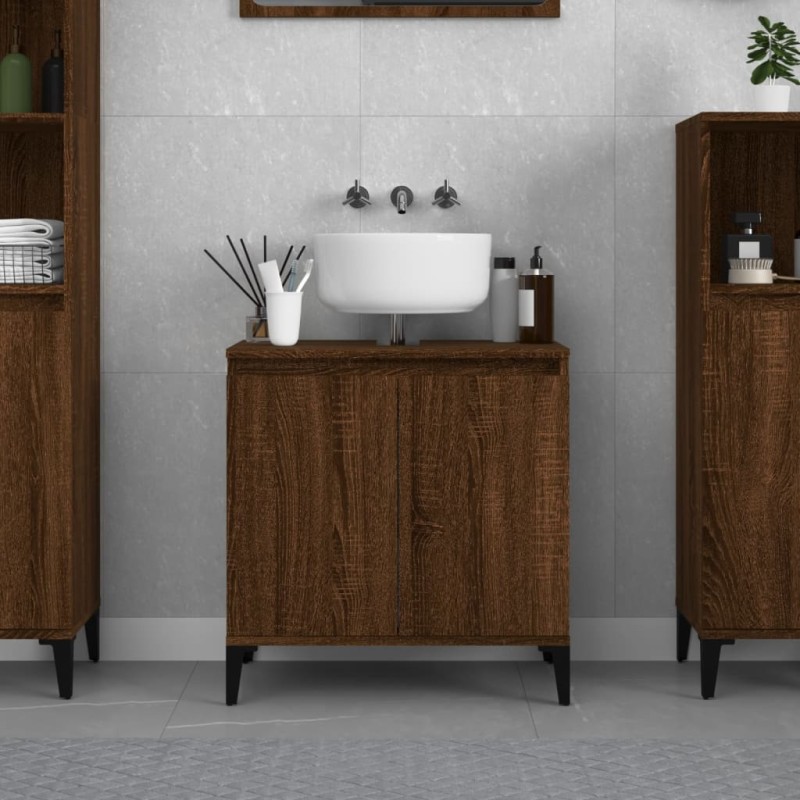 vidaXL Waschbeckenunterschrank Braun Eichen-Optik 58x33x60 cm vidaXL Waschbeckenunterschrank Braun Eichen-Optik 58x33x60 cm