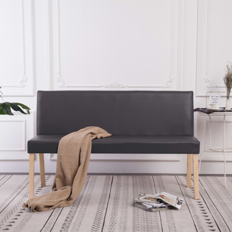Sitzbank 139,5 cm Grau Kunstleder Sitzbank 139,5 cm Grau Kunstleder