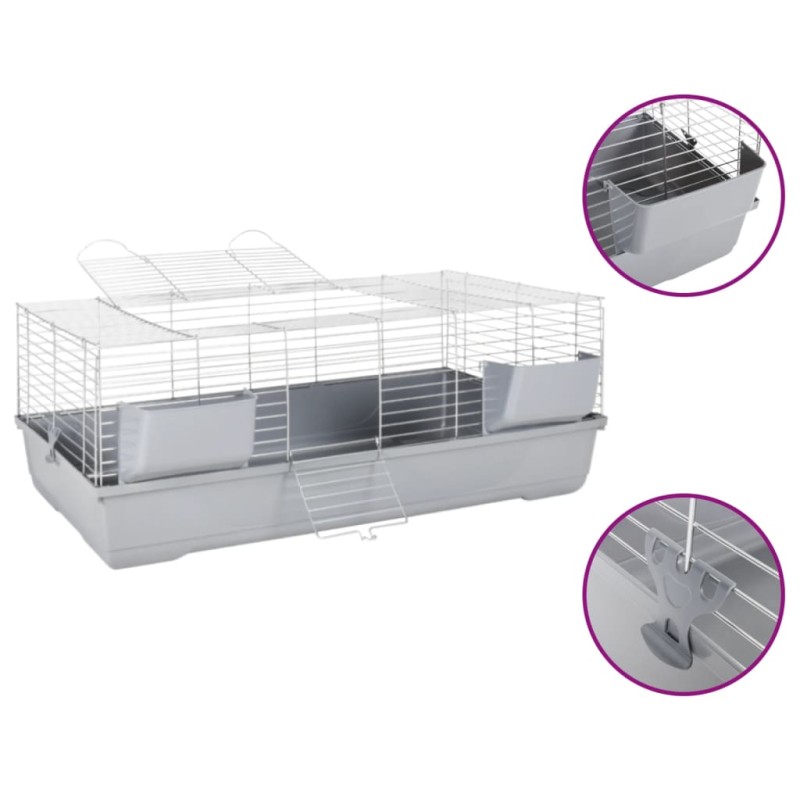 vidaXL Kleintierkäfig Grau 118x59x46 cm Polypropylen und Metall vidaXL Kleintierkäfig Grau 118x59x46 cm Polypropylen und Metall