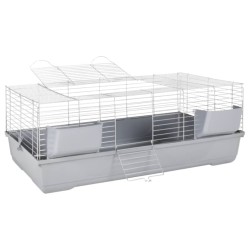 vidaXL Kleintierkäfig Grau 118x59x46 cm Polypropylen und Metall