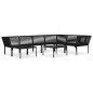 8-tlg. Garten-Lounge-Set mit Auflagen Schwarz PVC 8-tlg. Garten-Lounge-Set mit Auflagen Schwarz PVC