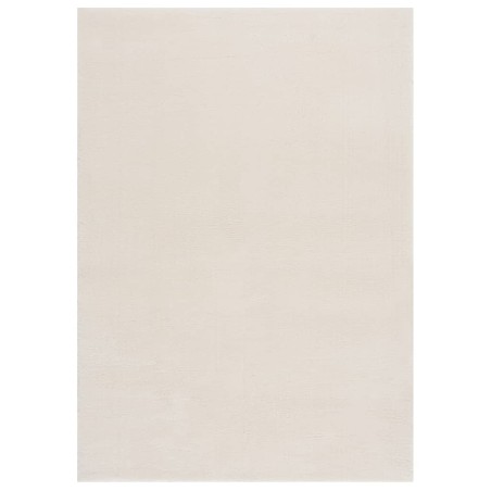 vidaXL Teppich Waschbar Flauschig Kurzflor 120x170 Rutschfest Creme