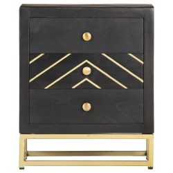vidaXL Nachttisch Schwarz und Golden 40 x 30 x 50 cm Mango Massivholz