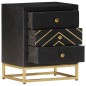 vidaXL Nachttisch Schwarz und Golden 40 x 30 x 50 cm Mango Massivholz vidaXL Nachttisch Schwarz und Golden 40 x 30 x 50 cm Mango Massivholz