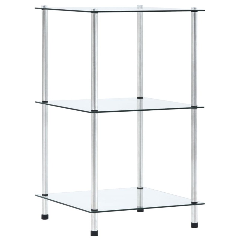 vidaXL Regal mit 3 Ablagen Transparent 40x40x67 cm Hartglas vidaXL Regal mit 3 Ablagen Transparent 40x40x67 cm Hartglas