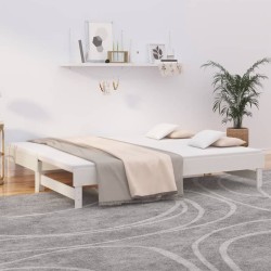 vidaXL Tagesbett Ausziehbar Weiß 2x(80x200) cm Massivholz Kiefer