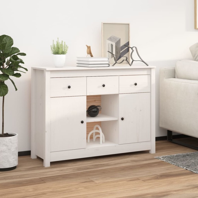 vidaXL Sideboard Weiß 100x35x74,5 cm Massivholz Kiefer vidaXL Sideboard Weiß 100x35x74,5 cm Massivholz Kiefer