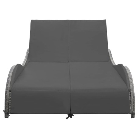 vidaXL Doppel-Sonnenliege mit Auflage Poly Rattan Anthrazit