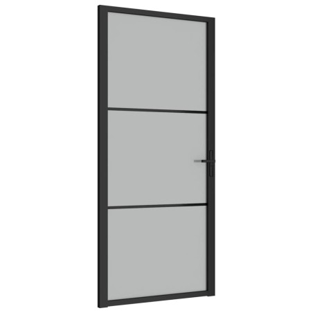 vidaXL Innentür 93x201,5 cm Schwarz Mattglas und Aluminium