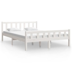 vidaXL Massivholzbett Weiß 150x200 cm