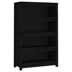 vidaXL Bücherregal Schwarz 80x35x126 cm Massivholz Kiefer