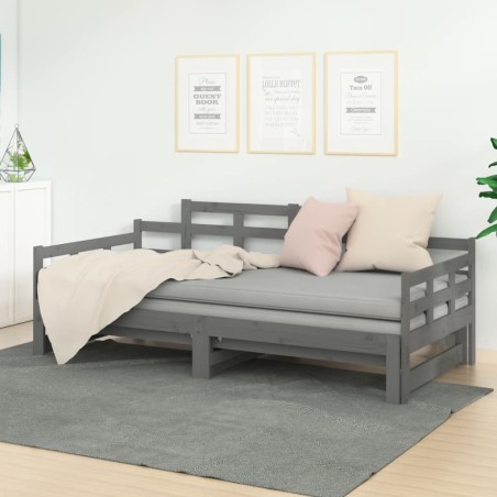 vidaXL Tagesbett Ausziehbar Grau Massivholz Kiefer 2x(90x190) cm